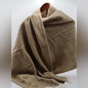 Handcrafted Alpaca Wool Striped Tan Scarves/Shawl